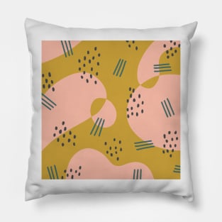 Mustard and Pink Abstract Pattern Pillow