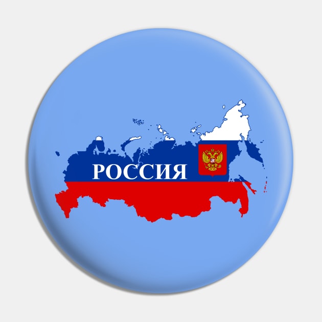 Russia flag & map Pin by Travellers