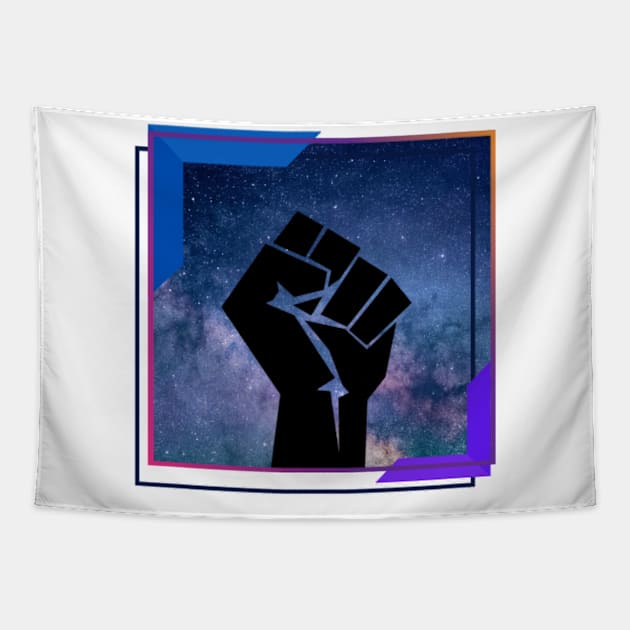 Black Lives Matter Fist Galaxy Tapestry by 9 Turtles Project
