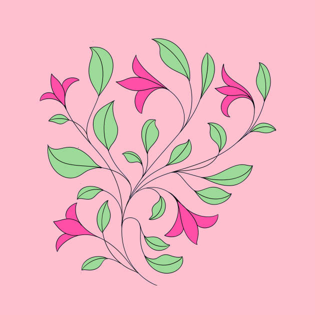 floral pattern pink and green by stupidpotato1