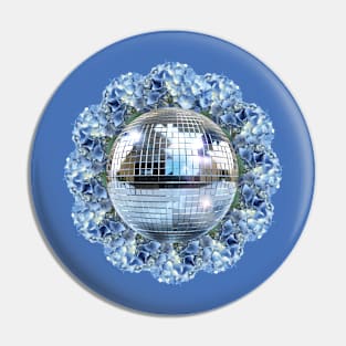 Disco Ball Blue Flower Mandala Women Girls Pin