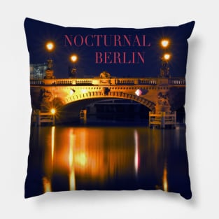 Nocturnal lights on the river Spree in Berlin Pillow