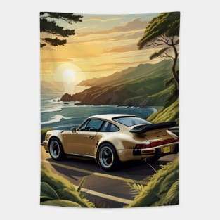 German Classic Car Sea Side Poster Tapestry