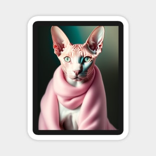 Sphynx Cat Dons a Pink Scarf Magnet