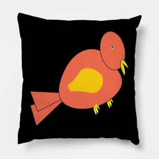 Red bird with yellow beak doodle Pillow