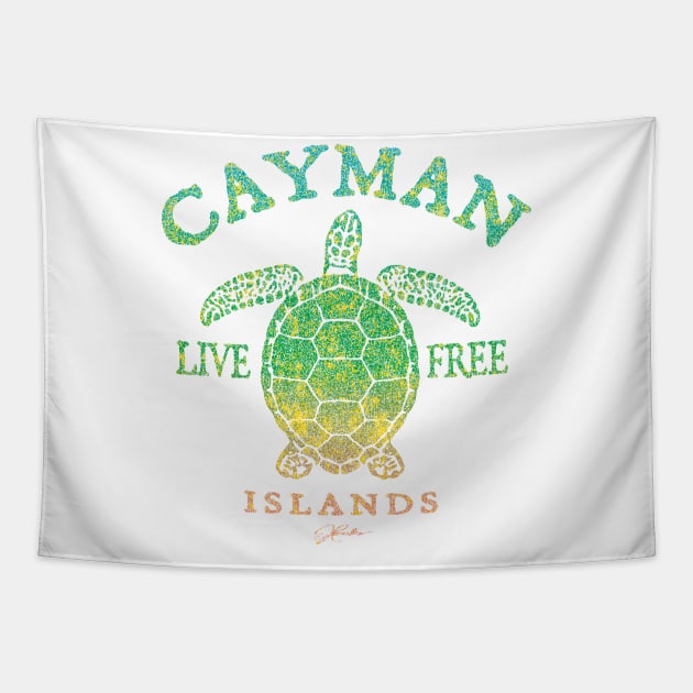 Cayman Islands Live Free Sea Turtle Tapestry by jcombs