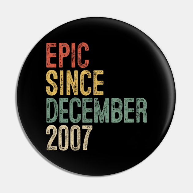 Fun Epic Since December 2007 12th Birthday Gift 12 Year Old Pin by rhondamoller87