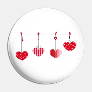 Hanging red hearts Pin