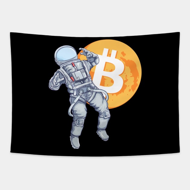 Bitcoin Cryptocurrency Astronaut Tapestry by BitcoinSweatshirts