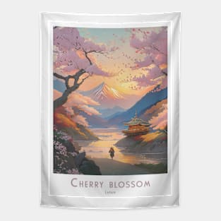 Vintage Retro Cherry Blossom Art Japan Tapestry