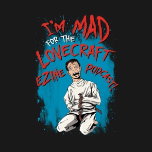 Lovecraft eZine Podcast - red text, blue background T-Shirt