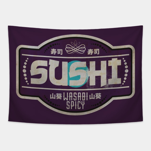 Sushi Wasabi Purple Spicy Tapestry by CTShirts