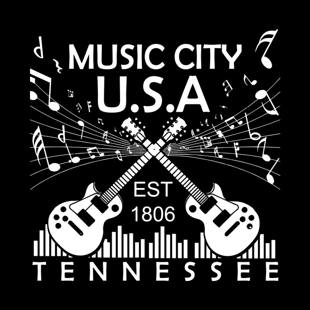 Nashville TN, Country Music Tee, Music City USA by Blue Zebra