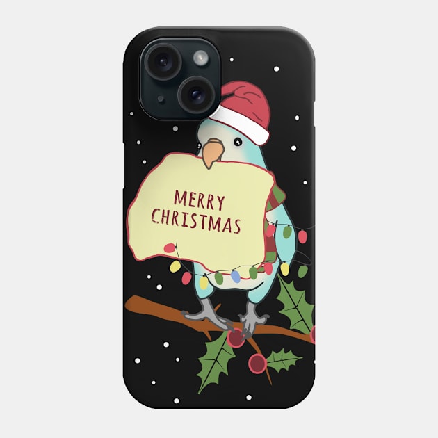 merry christmas! blue quaker parrot doodle Phone Case by FandomizedRose