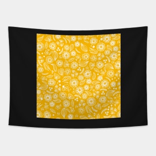 Floral Sketch Yellow Tapestry