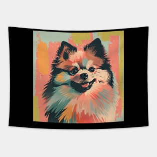 Retro Spitz: Pastel Pup Revival Tapestry