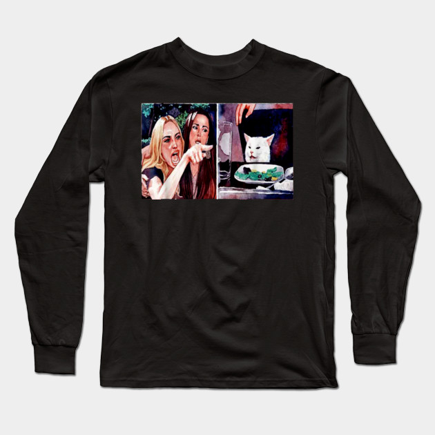 Angry Women Yelling At Confused Cat At Dinner Table Meme T Shirt