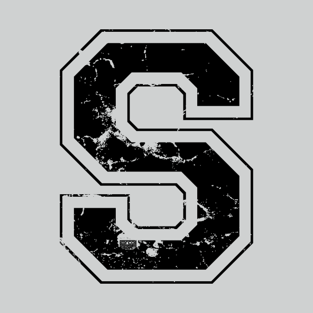 Initial Letter S Black Jersey Sports Athletic Player by porcodiseno