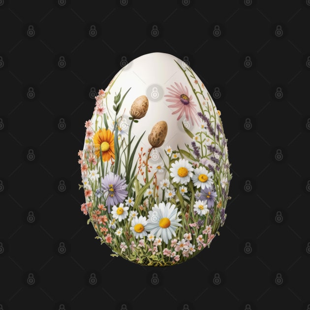 Floral Garden Botanical Print with wild flowers Easter Egg by FloralFancy