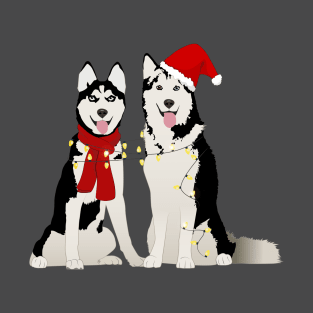 cute winter huskies, Husky in the Santa Claus hat T-Shirt