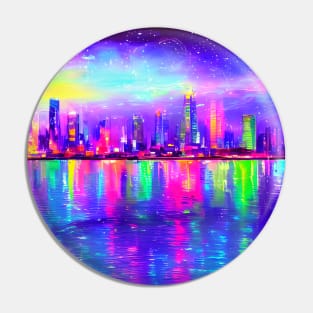 Neon glowing city Pin