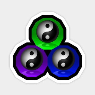 Yin Yang Triangle - Green, Blue and Purple Magnet