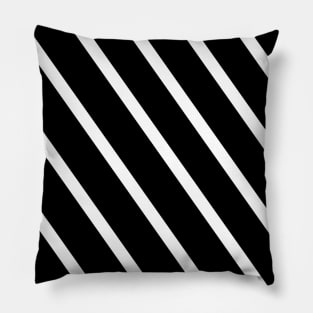Black and white diagonal stripes Pillow