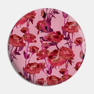 Pink Watercolor Floral Pin