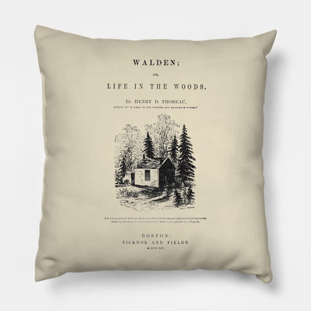 Walden or Life In The Woods by Henry David Thoreau Title Page Pillow by Scottish Arms Dealer