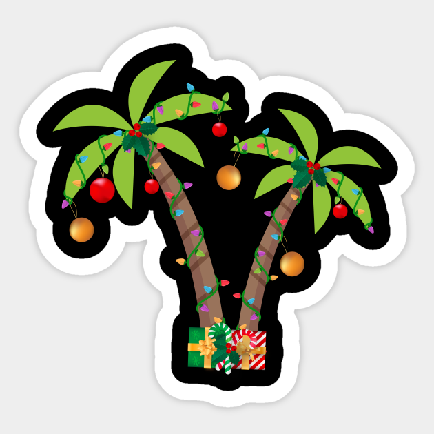 Decorated Christmas Palm Tree Tropical - Christmas - Sticker