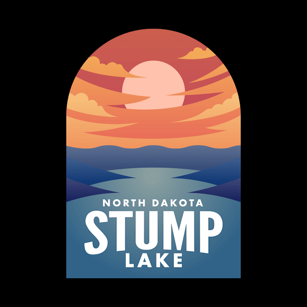 Stump Lake ND Retro Sunset by HalpinDesign