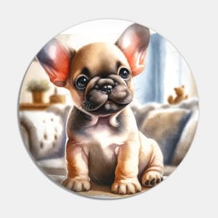 Watercolor French Bulldog Puppies - Cute Puppy Pin