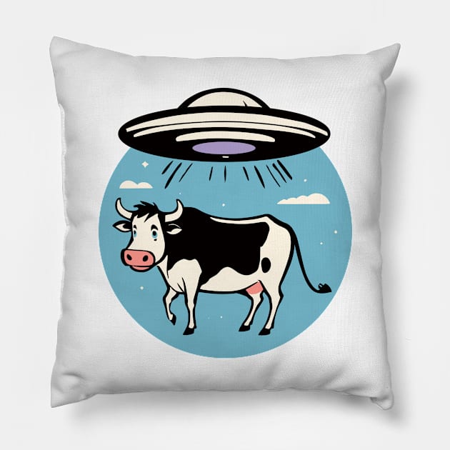 UFO Cow Abduction Pillow by roswellboutique