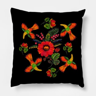 Ukrainian traditional print. Petrykivka painting. Pillow