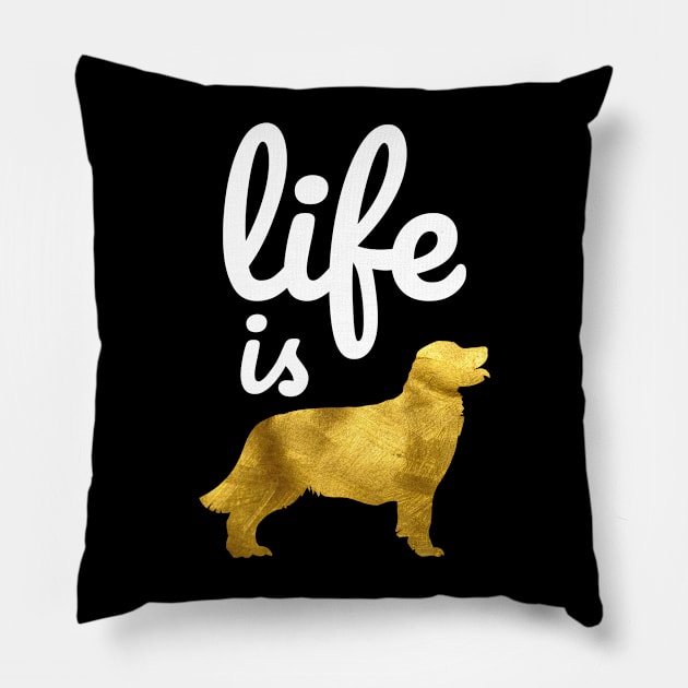 Golden Retriever Dog Gift Shirt Life Is Golden Pillow by teeleoshirts