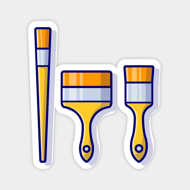 Paint Brush Set Cartoon Vector Icon Illustration Magnet by Catalyst Labs