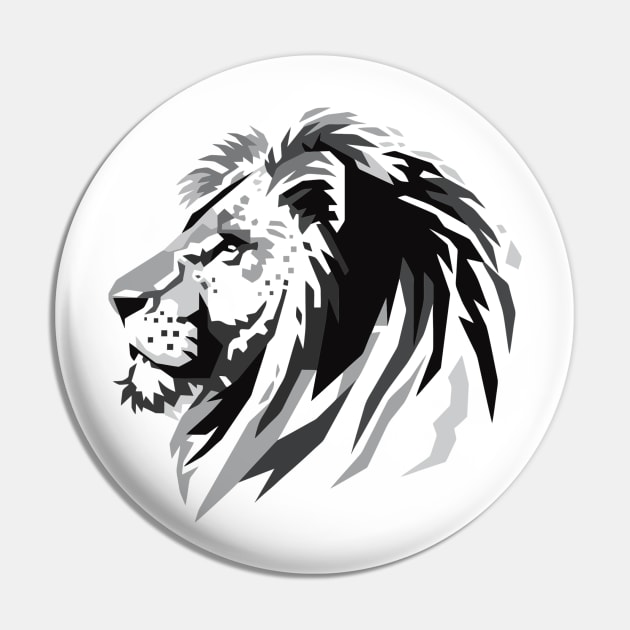 Lion Head greyscale T-shirt Pin by Mulyadi Walet