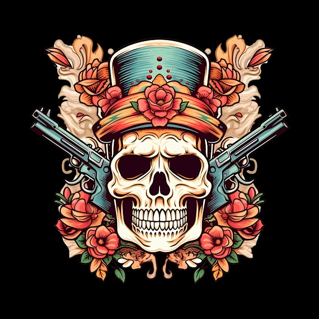 skull with guns by One Eyed Cat Design