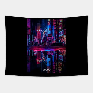 Tokyo Street Neon Synthwave Tapestry