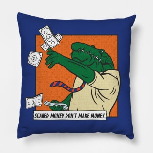 Scared Money Don't Make Money // Florida Blue & Orange Comic Pillow