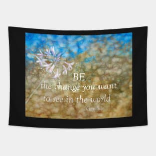 Gandhi Quote on Abstract Art Tapestry