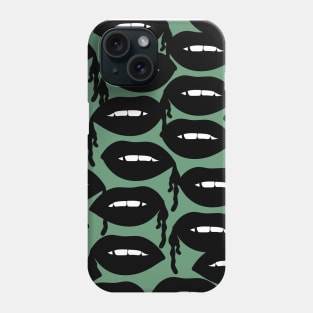 Bloody Lips Pattern in Green Phone Case