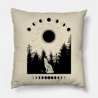 Celestial Howling Wolf Pillow
