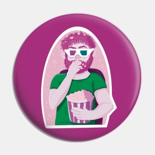 Cinema lover eating popcorn Pin