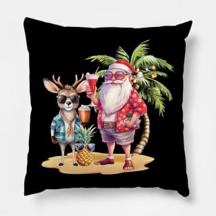 Christmas in July Santa Hawaiian Summer Pillow