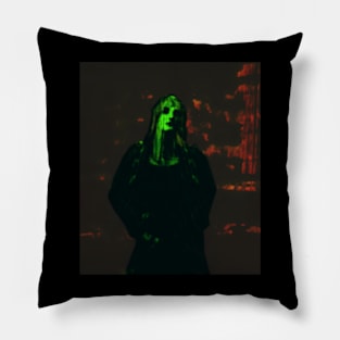 Very cool looking guy. Dark, but so cool. Moon on forehead. Green and orange. Pillow