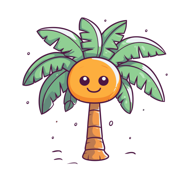 Cute Palm Tree cartoon, kids design by H2Ovib3s