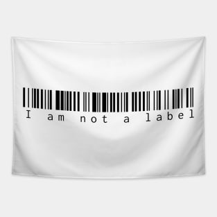 I am Not a Label Barcode (Black Print) Tapestry