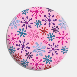 SNOWFLAKES Christmas Xmas Winter Holidays in Non-Traditional Fuchsia Pink Purple Blue Red on Pink - UnBlink Studio by Jackie Tahara Pin