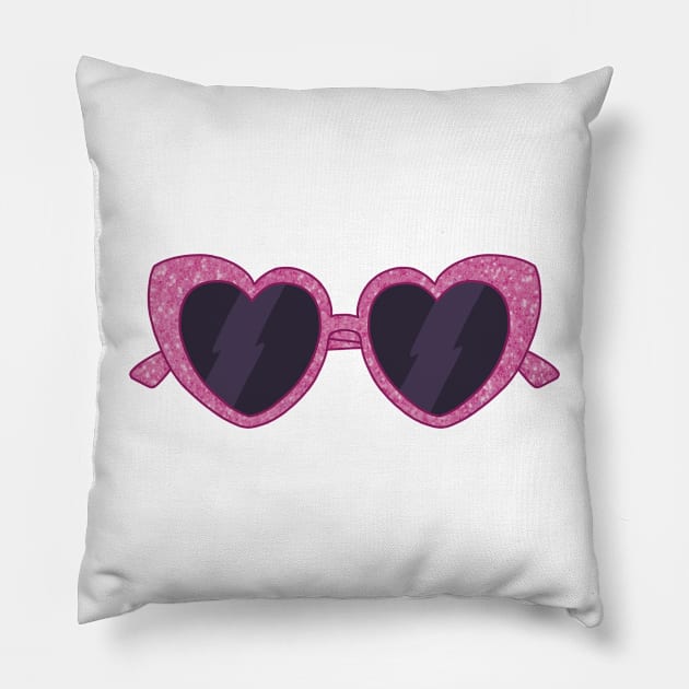 sparkling pink purple heart shaped sunglasses aesthetic dollette coquette Pillow by maoudraw